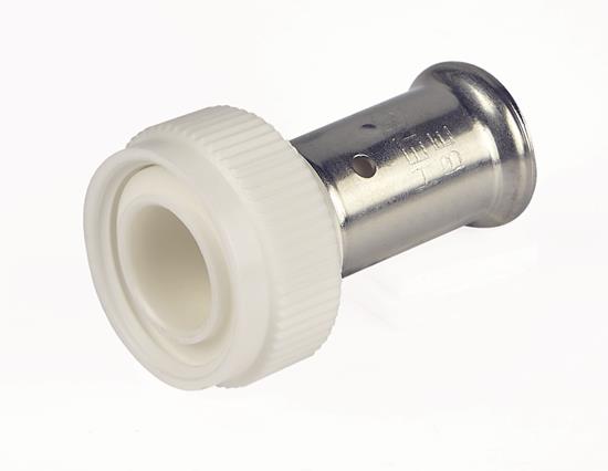 Пресс фитинг с накидной гайкой, плоское уплотнение, ПВДФ пресс | Henco